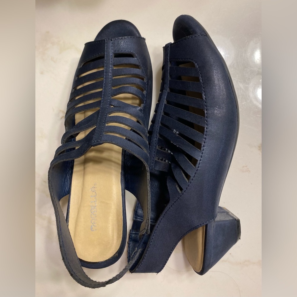 Navy peep toe heels